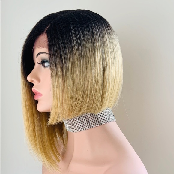 Gorgeous Blonde Angled Bob Lace Front Synthetic Wig - Picture 4 of 5